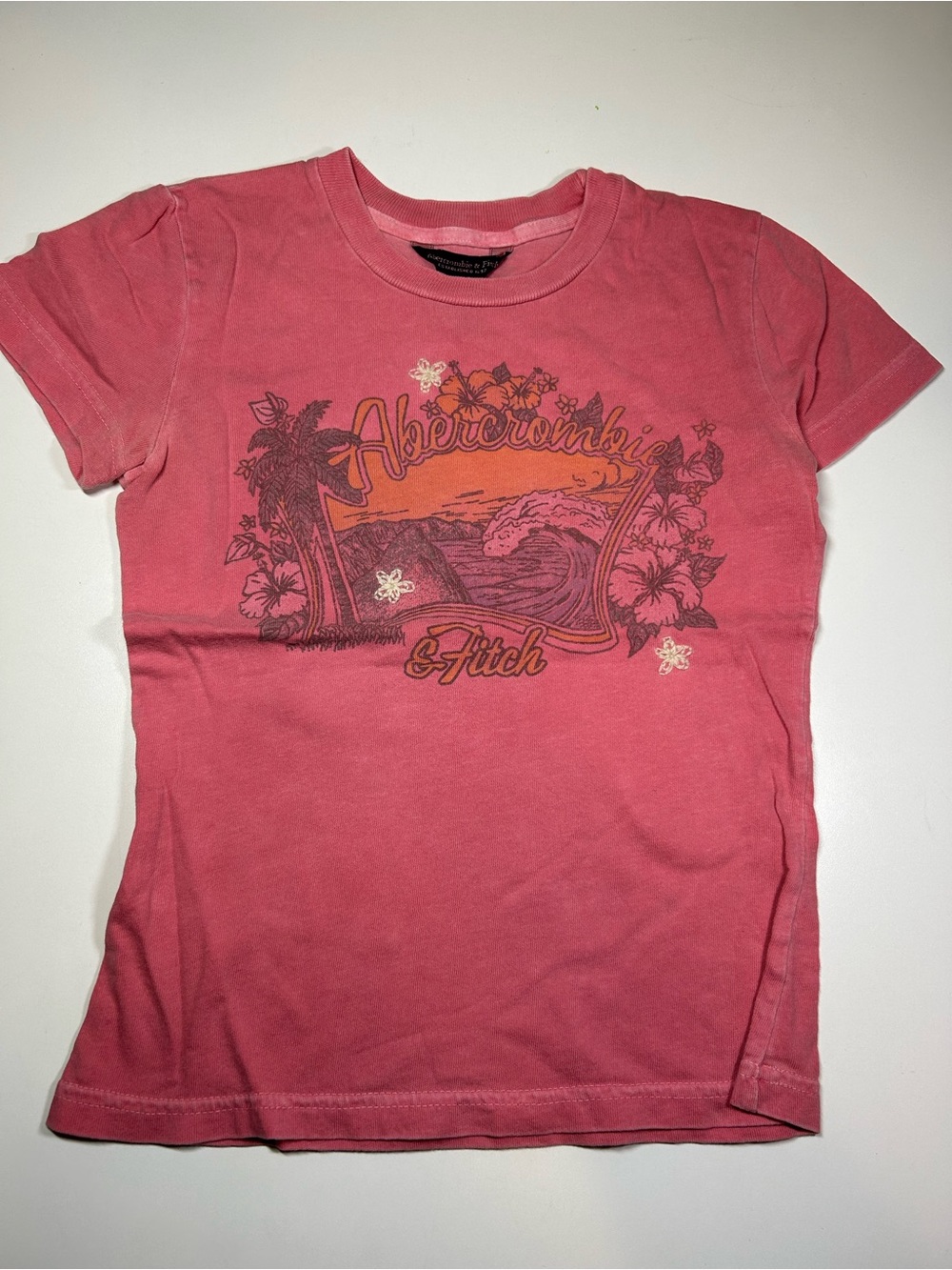 Abercrombie & Fitch Women’s Small S Pink Graphic Crew Neck Vintage 100% Cotton